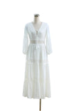 Yeknu  Jastie Spring Summer Vacation Beach Dress French Retro Embroidery Lace Maxi Dress Female V-neck Puff Sleeve Women Vestidos