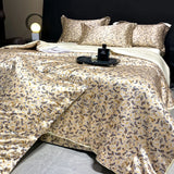 Yeknu  new high-end luxury silky Sleeping naked digital printing washed silk style Bedding Set Duvet Cover Bed Sheet Pillowcases