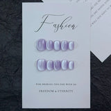 Yeknu 10Pcs Short Handmade Light Green Press On Nails Cat Eyes Pure Ballerina Decoration Wearable False Nails Full Cover Nail Tips Art