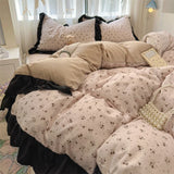 Yeknu  Korean Style Bedding Set with Pillowcase bed sheet Single Full Size Bed Linen Duvet Cover Set Queen/King Double Comforter Cover