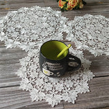 Yeknu  Luxury White Round Embroidered Tablecloth Coffee Coaster Cotton Napkin Lace Kitchen Placemat Wedding Decoration