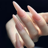 Yeknu  24pcs Long Pointed Gradient Pink False Nails y2k Sliver Flame Printed Wearable Press On Nails Full Finished Acrylic Nail Tips