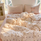 Yeknu  Ins Princess Bedding Set Simple Floral Duvet Cover Pillowcases Flat Sheet Single Twin Double Queen Size Home Decor Bed Linen Set