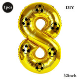Yeknu  Soccer Birthday Party Decoration Multi Color Number 7 Balloon 32Inch 1 2 3 4 5 6 7 8 9 Digit Football Balloon Large Figure Golob