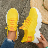 Yeknu  women's casual shoes fly-woven upper running tide Korean version large size sports casual