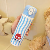Yeknu  460ml Cartoon Stainless Steel 316 Vacuum Flask With Straw Leak-Proof Double Drink Kids Student Water Bottle Travel Tumbler