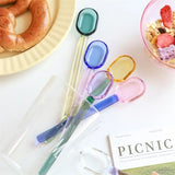 Yeknu  Stained Glass Spoon Dessert Ice Cream Milk Long Handled Spoon Coffee Soup Stirring Spoon High boric acid heat and cold resistanc