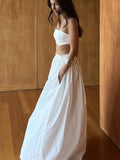 Yeknu  Jastie 100% Cotton Suspender Underwear Half Long Skirt Set Summer Beach Style Sexy Stylish Underwear Skirt Set Women's Clothing