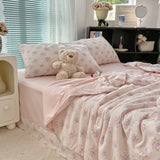 Yeknu  new cloud-feeling double-layer yarn summer quilt air conditioner quilt four-piece set soft small fresh machine washable