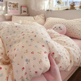 Yeknu  new aerobic three-layer yarn printing four-piece set skin-friendly and soft four-piece set of bedding in student dormitory