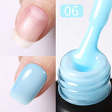 Yeknu  Rubber Base Gel Nail Polish Pink White Base Gel Top Coat Jelly Semi Transparen French Soak Off UV Nail Art Varnish