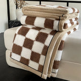 Yeknu Checkerboard Grade A Half-sides Fleece Keep Warm Blanket Autumn Winter Warmth Throw Blankets for Sofa Napping Shawl Blanket Cozy
