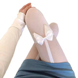 Yeknu  Sexy Women Pantyhose Tights Bowknot Lolita Nylon Stockings Seamless Fishnet Female Hosiery Japanese Style Black Women'S Sweet