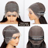 Yeknu  200% Density 13x4 Short Bob Straight HD Transparent Lace Brazilian Remy Hair Full Lace Frontal Wigs 100% Human Hair For Women