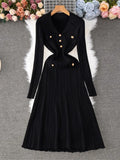 Yeknu  Autumn Knitted Dress Women Korean Style Knit Long Sleeve Office Ladies Dresses Slim Sweater Trumpet Woman Long Dress