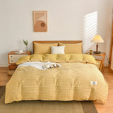 Yeknu  100% Cotton Bedding Quilt Cover Set with Pillowcase Japan Style Grid  Housse De Couette 220x240 Duvet Cover Set King Size