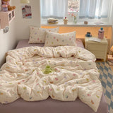 Yeknu 100% Cotton Bedding Set Cartoon Cute Animals Duvet Cover Set Bed Linen Flat Sheets Set 2 Pillowcases Single Double Queen Size