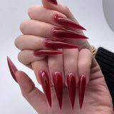Yeknu  24pcs Long Pointed Gradient Pink False Nails y2k Sliver Flame Printed Wearable Press On Nails Full Finished Acrylic Nail Tips