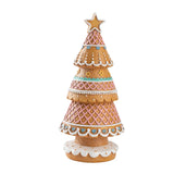 Yeknu  Mini Resin Christmas Tree Ornament Creative Gingerbread Christmas Tree Statue Desktop Crafts Home Christmas Scene Decor Gifts