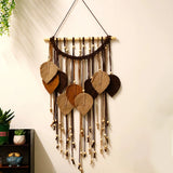 Yeknu  Handmade Boho Leaf Macrame Hanging Tapestry Autumn Maillard Home Room Decoration Accessories Aesthetic Wall Art Holiday Decor