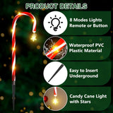 Yeknu  Christmas Candy Cane Lights 8 Modes Timer Remote Waterproof Battery Operated Pathway Marker Garden Landscape Decor Lawn Lights