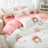 Yeknu  Single duvet cover Printed red quilt cover Thickened plant-cashmere cartoon multicolored bed cover 220x240 double bedding