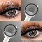 Yeknu  Myopia Lenses 1 Pair Colored Contact Lenses with Degree Natural Eye Contacts Brown Lenses Gray Pupils Yearly Disposable