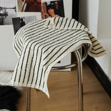 Yeknu  Retro Black-White Striped Cotton Towel Soft Skin-friendly Thickened Face Towel Absorbent  Bath Towels Household Towel Beach Towl