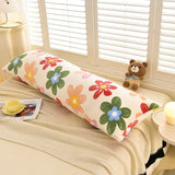 Yeknu  Winter new milk fleece printed long throw pillow couple household double long pillow waist pillow