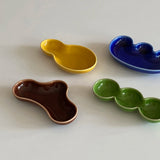 Yeknu  Colorful Ceramic Sauce Plate Wasabi Oil Vinegar Dispenser Container Japanese Korean Style Dining Room Accessories 4 Pcs Set