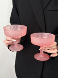 Yeknu  Pink Drill Patterned Glass Ice Cr Cup Dert Glass Sculpted Design Single Layer Universal Cup Nordic Sle 200ml Capaci