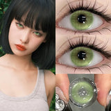 Yeknu   Color Contact Lenses Myopia Lenses Pupils with Degree Green Natural Colorcon Eye Contacts Beauty Fashion Lenses 1Pair
