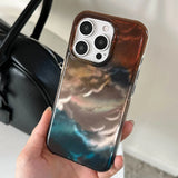 Yeknu  Luxury Ink Wash Dizzying Pattern Phone Case For Iphone 17 air 16 Pro Max Cases 15pro 14 13 Promax Vintage IMD Back Cover