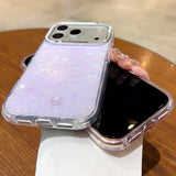 Yeknu  Fashion Bling Glitter Shell Pattern Phone Case For iPhone 13 14 15 16 17 Pro Max Soft IMD Shockproof Anti-Scratch Diamond Cover