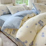 Yeknu  Class A super soft jacquard cloud yarn cotton four-piece set, bed sheet, bed hat, quilt cover, student dormitory bed