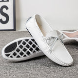 Yeknu  Spring Luxury Brand Loafers Soft Sole White Casual Shoes Designer Soft Leather Versatile Fashion Business Driving Leather Shoes
