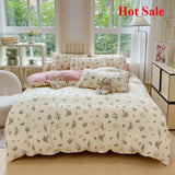 Yeknu  Class A super soft jacquard cloud yarn cotton four-piece set, bed sheet, bed hat, quilt cover, student dormitory bed