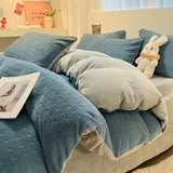 Yeknu  Towel Embroidery Washed Cotton Bedding Sets Ultra Soft Skin-Friendly Cotton Bed Sheet Set Cartoon Bedclothes for King Queen Size