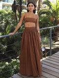 Yeknu  Jastie 100% Cotton Suspender Underwear Half Long Skirt Set Summer Beach Style Sexy Stylish Underwear Skirt Set Women's Clothing