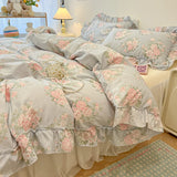 Yeknu  Fresh Botanical Floral Bedding Set for Kids and Adults, Leaves, Flower Duvet Cover, Pillowcases, Soft Washed Cotton, Home Textil