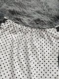 Yeknu  Women Frill Trim Polka Dot Print Contrast Lace Strapless Mini Dress