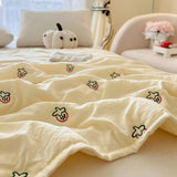 Yeknu Japanese Minimalism Skin-friendly Summer Quilt Soft Washed Single Double Blanket Embroidered Comfortable Breathable Thin Duvet