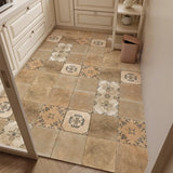 Yeknu  Retro Plaid Kitchen Floor Mat Oil-proof Waterproof PVC Leather Carpet Fashionable Home Decoration Free-cut Balcony Rugs Alfombra