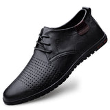 Yeknu  Summer New Business Soft Soled Shoes for Men Pointed Punching Breathable Casual Shoes Comfortable Wedding Shoes