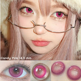 Yeknu  1 Pair Cosmetic Color Lens Korea Cosplay Big Eyes Contact Lens Diameter Large Pink Lens