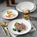 Yeknu  white tableware black edge ceramic household kitchen supplies sushi fruit salad dessert steak plates western plate