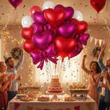 Yeknu  Red Heart Balloon Burgundy Bow Foil Balloon 18-inch Metallic Red Heart Balloon For Birthday Engagements Wedding Valentine's Day