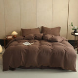 Yeknu  New 100% Cotton Yarn-Dyed Double-Layer Gauze 4-Pcs Duvet Cover Set Comfortable, Breathable and Skin-Friendly Bedroom Decor