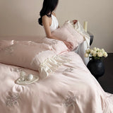 Yeknu High-end Embroidered 100% Lycell Fibre Bedding Set Pure Plant Fibres Skin-friendly Duvet Cover Set Soft Quilt Cover Pillowcases