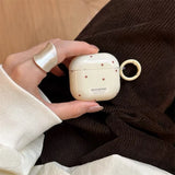 Yeknu  Coffee Brown Polka Dot Label Suitable For Airpodspro2 Headphone Cover Apple Airpods4 Anti Drop Protective Cover